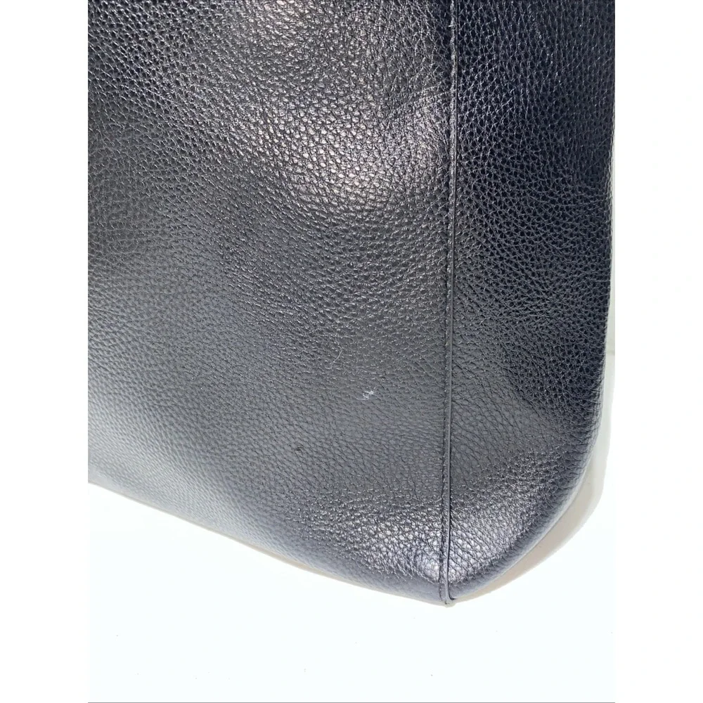 Ralph Lauren Fragrances Black Faux Leather Tote Bag Purse Handbag Pebbled 14x10
